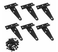 Cjueiom 6Pcs Heavy Duty T Strap Hinges, 2 Inch / 50mm Black Shed Door Hinges with Screws for Wooden Gates, Barn Doors, Garden Fences & Wooden Doors