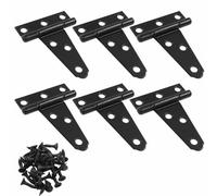 Cjueiom 6Pcs Heavy Duty T Strap Hinges, 2 Inch / 50mm Black Shed Door Hinges with Screws for Wooden Gates, Barn Doors, Garden Fences & Wooden Doors