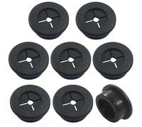 Cjueiom 8 Pcs 1 Inch 25mm Cable Cord Grommet, Flexible Rubber Grommets for Desk, TV Console, Furniture Cable Management, Wire Hole Cover Pass Through, Easy Install, Home Office Organization, Black