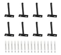 Cjueiom 8 Pcs 3 Inch / 75mm Floating Shelf Brackets Heavy Duty Wall Brackets, Concealed Shelf Brackets Black Invisible Brackets, Hidden Shelf Support Thickened Steel Shelf Brackets for Wood Shelves