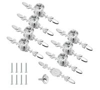 Cjueiom Crystal Cupboard Door Handles 116mm, 8 Pack | Diamond Drawer Knobs with Plate, Wardrobe Glass Knobs, Decorative Cabinet Knobs, For Chest of Drawers