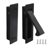Cjueiom Recessed Pocket Door Pull Handle, Matte Black, 2 Pack | Edge Flush Pull, Hidden Finger Pull, Modern Pocket Hardware for Sliding Doors, Easy Installation