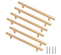 Cjueiom T-Bar Cabinet Handles, Bronze Gold, 160mm, 6 Pack | Knurled Diamond Pattern, Aluminium, For Kitchen & Bedroom