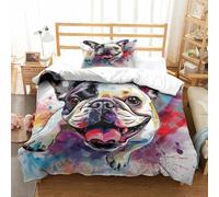 CJURAMTON French Bulldog 3D Duvet Cover Set Comforter Cover Soft Quilt Cover Microfiber Bedding Set with Pillowcases With Zipper for Teens Single（135x200cm）