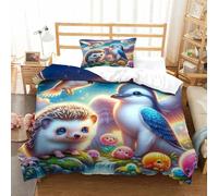 CJURAMTON Hedgehog 3D Duvet Cover Set Comforter Cover Soft Quilt Cover Microfiber Bedding Set with Pillowcases With Zipper Closure Adults Bedroom Decor Single(135x200cm)
