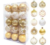 CJWLKJ 30pcs Colored Christmas Balls Ornaments for Xmas Tree Shatterproof Christmas Tree Hanging Balls Decoration for Holiday Party Wedding Decor Set with Hang Rope 2.36"(Gold/10 Style, 60mm)