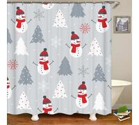 CJWLKJ Merry Christmas Shower Curtains for Bathroom 72 x 72 Christmas tree snowman Winter Snow Snowman Rustic Retro Farmhouse Bathroom Decor