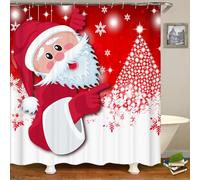 CJWLKJ Merry Christmas Shower Curtains for Bathroom 72 x 72 Red Santa Claus Tree Winter Snow Snowflake Rustic Retro Farmhouse Bathroom Decor