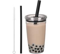 CJWLKJ Tritan Plastic Tumbler with Lid and Straw, 16oz Premium Insulated Iced Coffee Cups, Reusable Plastic Cups with Lid and Straw, Black