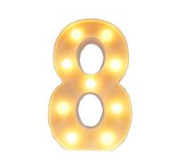 CJWPOWER LED Light Up Number Letters,Battery Powered Marquee Numbers Lights Sign for Wedding/Birthday Party Christmas Lamp Decoration(Number 8)