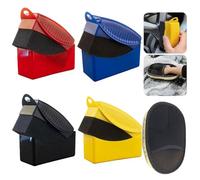 Cjytdkj Auto Tyre Cleaning Pad, 4PCS Tyre Dressing Applicator with Gloves, Tyre Shine Applicator with Case for Tire Gel Car Wash Cleaning Tool Kit for Auto Moto Wash