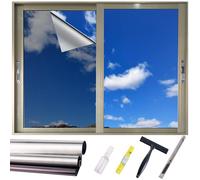CJYtrinova Window Privacy Film One Way, Reflective Mirror Window Tint for Home UV Heat Blocking, No Adhesive Static Cling, See Out Not in Daytime Privacy Glass Doors Cover, 4 Tools 90 * 1200cm