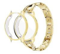 CJYVZN Women Bling Strap Compatible with Garmin Venu 2s Screen Protector Case and Metal Watch Band for garmin Venu 2s 40 mm TPU Soft Case Bumper wrist band (A gold,Venu 2s)