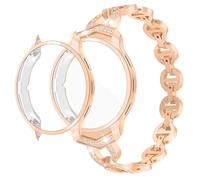 CJYVZN Women Bling Strap Compatible with Garmin Venu 3s Screen Protector Case and Metal Watch Band for garmin Venu3s TPU Soft Case Bumper (A rose gold,Venu 3s)