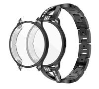 CJYVZN Women Bling Strap Compatible with Garmin Venu 3s Screen Protector Case and Metal Watch Band for garmin Venu3s TPU Soft Case Bumper (B black,Venu 3s)