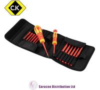 CK 1000V VDE INSULATED SCREWDRIVER SET SLIM INTERCHANGABLE, 16 PIECE- T4935