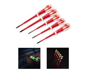 CK 5 Pce Glow Dextro VDE 1000v Insulated Slim Pozi/Slot Screwdriver Set,T49283PD