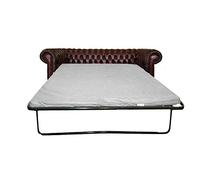 CK Chesterfield Genuine Leather Antique Brown Three Seater Sofa Bed (Oxblood Red)