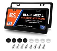 CK Formula Matte Black License Plate Frames, Automotive Exterior Accessories, Black Metal License Plate Frame with 2 Holes, Aluminum, Front License Plate Cover Holder, Porta Placas para Auto, 2 Pack