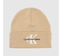 CK Jeans Embroidered Beanie in Beige, Size: OSFM OSFM
