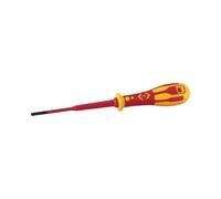 C.K Dextro VDE Slim Slotted Screwdriver 5.5mm x 125mm Thin, Electricians Insulated Flat Head Screwdrivers, Access Recessed Screws, Electrical Terminal Flathead Screw Driver, Hand Tools, T49244-055