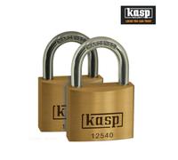 CK Tools KASP K12540D2 Premium Brass Padlocks 40mm Twin Pack - Keyed Alike