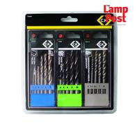 CK Tools T3064B Drill Bit Set for Masonry / Metal / Wood 16-Piece