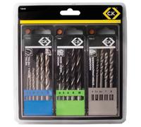 CK Tools T3064B Masonry/Metal/Wood Drill Bit Set of 16