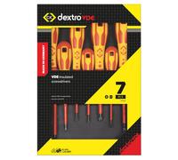 C.K Dextro VDE Set of 7 Screwdrivers SLP & PH, Slotted Parallel Phillips Head PH0 PH1 PH2 SL, Electricians Insulated Flat Head Philips Screwdriver Sets, Electrical Terminal Screw Driver, Tools T49192D
