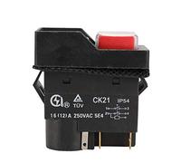 CK21 250V 16A 4Pin 5 Pins Waterproof Electromagnetic Safety Pushbutton Switch for Metal Cutter Grinder Machine Shutter Black (5 Pins)
