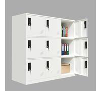 ckable Metal Locker Cabinet with 9 Doors Sto Solut for School Office and Home Ideal for Students Employees and Workers White (9D FWH)
