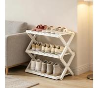ckable Veal Shoe Rack - 3-Tier Foldable nizer for Entryway, Living Room, Balcony - No Assembly Required, Space-Saving Design, Slish White Sto Solut