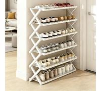 ckable Veal Shoe Rack - 6-Tier Foldable Shoe nizer for Entryway, Living Room & Balcony - No Assembly Needed - Space-Saving Sto Solut (White)