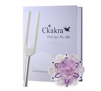 Ckakra Solfeggio Frequencies Tuning Fork with Crystal Kit,Solfeggio Energy Tuners,963hz Crown Chakra,Natural Amethyst,Meditation Gifts for Women,Shiny Silver