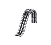 CKAKZTPTEV 2 In 1 Flat Curved End Watch Band Replacement Strap Double Snap Stainless Steel Watch Band(Silver Black,22mm)