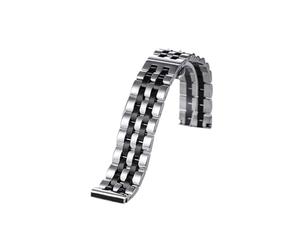 CKAKZTPTEV 2 In 1 Flat Curved End Watch Band Replacement Strap Double Snap Stainless Steel Watch Band(Silver Black,23mm)