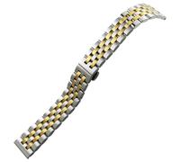 CKAKZTPTEV Curved End Stainless Steel Watch Strap 10mm 12mm 14mm 16mm 18mm 20mm 22mm 24mm for Tissot SEIKO IWC MIDO Hamilton Watch Strap(Silver gold,12mm)