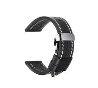 CKAKZTPTEV Leather Watch Strap Replacement Quick Release Leather Watch Strap Unisex(Black ButterflyClasp,24mm)