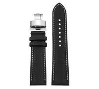 CKAKZTPTEV Leather Watch Strap Replacement Straps Unisex(Black white silver B,21mm)
