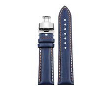 CKAKZTPTEV Leather Watch Strap Replacement Straps Unisex(Blue orange silver B,21mm)