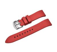 CKAKZTPTEV Silicone Sports Watch Strap, Stainless Steel Buckle, Rubber Replacement Watch Strap(Red Silver,24mm)