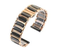 CKAKZTPTEV Steel Ceramic Watch Straps Are Suitable For Smart Watches, Quartz Watches And Most Men's And Women's Watches(Rose gold and black,16mm)