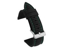 CKAKZTPTEV Universal Rubber Silicone Watch Strap Soft Sports Smart Watch Strap For Men And Women(Black green silver,24mm)