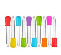 CKANDAY 10 Pieces Graduated 5-ML Clear Liquid Droppers, Multi-Color Silicone and Plastic Pipettes with Bulb Tip for Candy Oil Kitchen Gummy Making