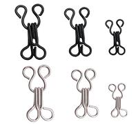 CKANDAY 120 Pairs Sewing Hooks and Eyes Closure for Bra Clasp Clothing Trousers Skirt Sewing Jacket Fur Coat DIY Craft Swimsuit, 3 Sizes, Silver/Black