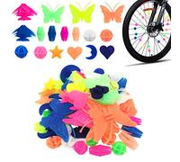 CKANDAY 133 Pieces Bike Wheel Spokes Beads, Colorful Bicycle Decoration Spoke Plastic Clip Round Decor Beads for Kids, Assorted Color and Shapes