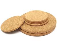 CKANDAY 6 Pack Natural Cork Coaster Absorbent Mat, 3 Sizes Heat Resistant Reusable Saucers for Pans Mugs Glasses Drinks Wine Glasses Cups Mugs Plants DIY Craft in Office Home Cottage, Round / Brown