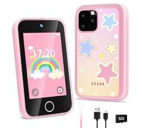 CKATE Kids Phone Girls Toys, Toy Phone with 3.5'' Touchscreen & Puzzle Games, 1000 mAh Battery Dual Camera Kids Phones for Girls Boys, 4 5 6 7 8 9 10 11 12 Year Old Girl Gifts & Boys Gifts-Pink, 87.6g