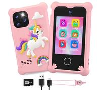 CKATE Kids Phones for Girls, Portable Toy Phone & Fake Phone for Kids with 2.8 Inches Touchscreen, Dual Camera Unicorn for 3 4 5 6 7 8 9 10 11 12 Year Old Girl Gifts Birthday - Cherry Blossom Pink