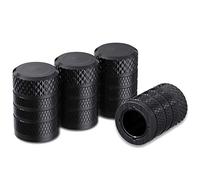 CKAuto Tire Valve Stem Caps, Black, 4 pcs/Pack, Anodized Aluminum Tire Valve Cap Set, Corrosion Resistant, Universal Stem Covers for Cars Trucks Motorcycles SUVs and Bikes